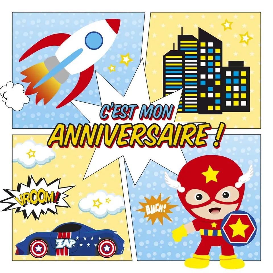 clairefontaine-20034c-cartes-invitation-anniversaire-super-h-ros-x8 image 1