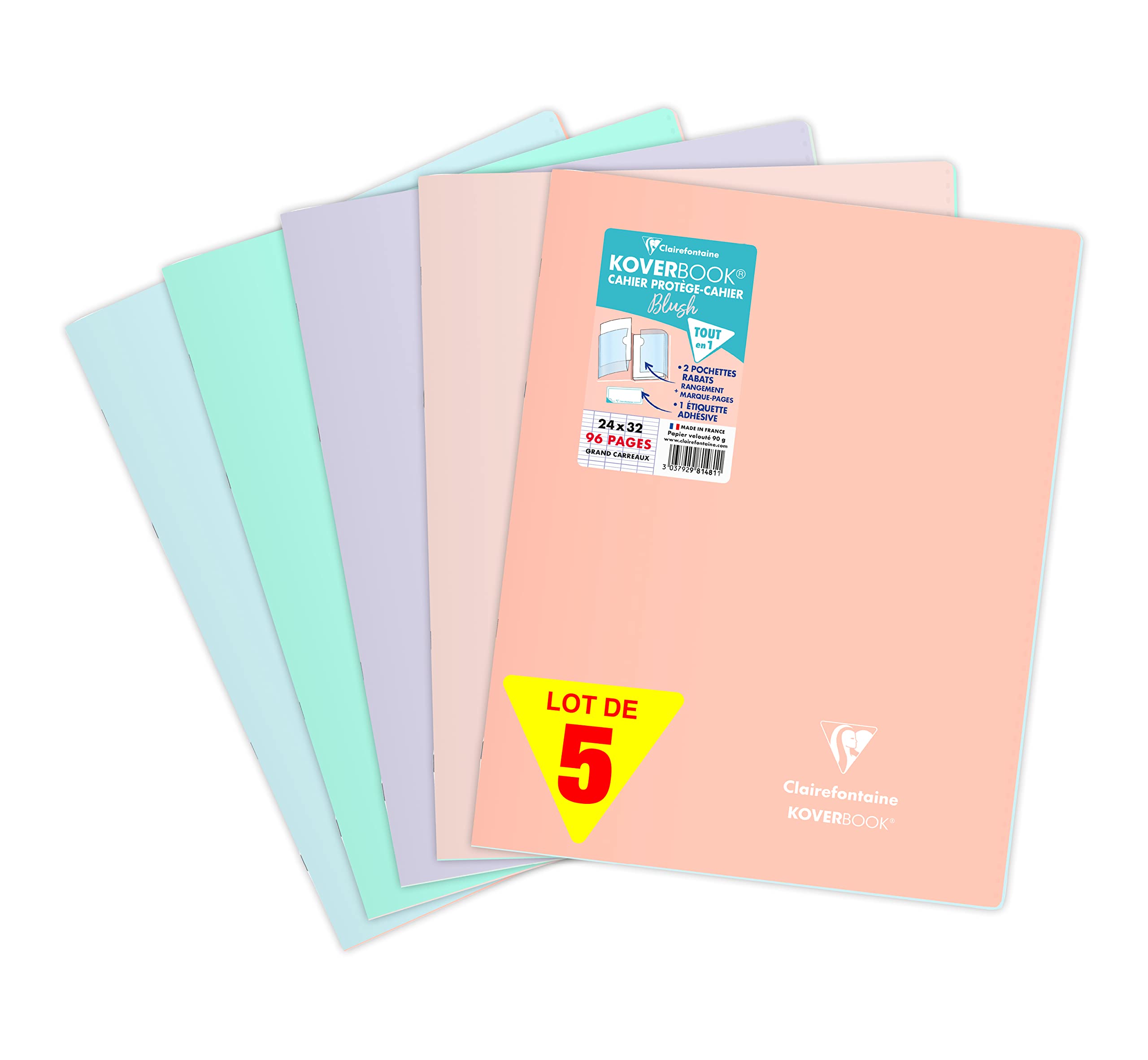 clairefontaine-koverbook-blush-lot-5-cahiers-24x32-96p-carreaux image 1