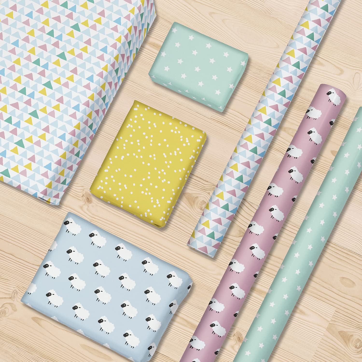 clairefontaine-excellia-papier-cadeau-moutons-triangles-2m-x-0-70m-lot-12 image 5