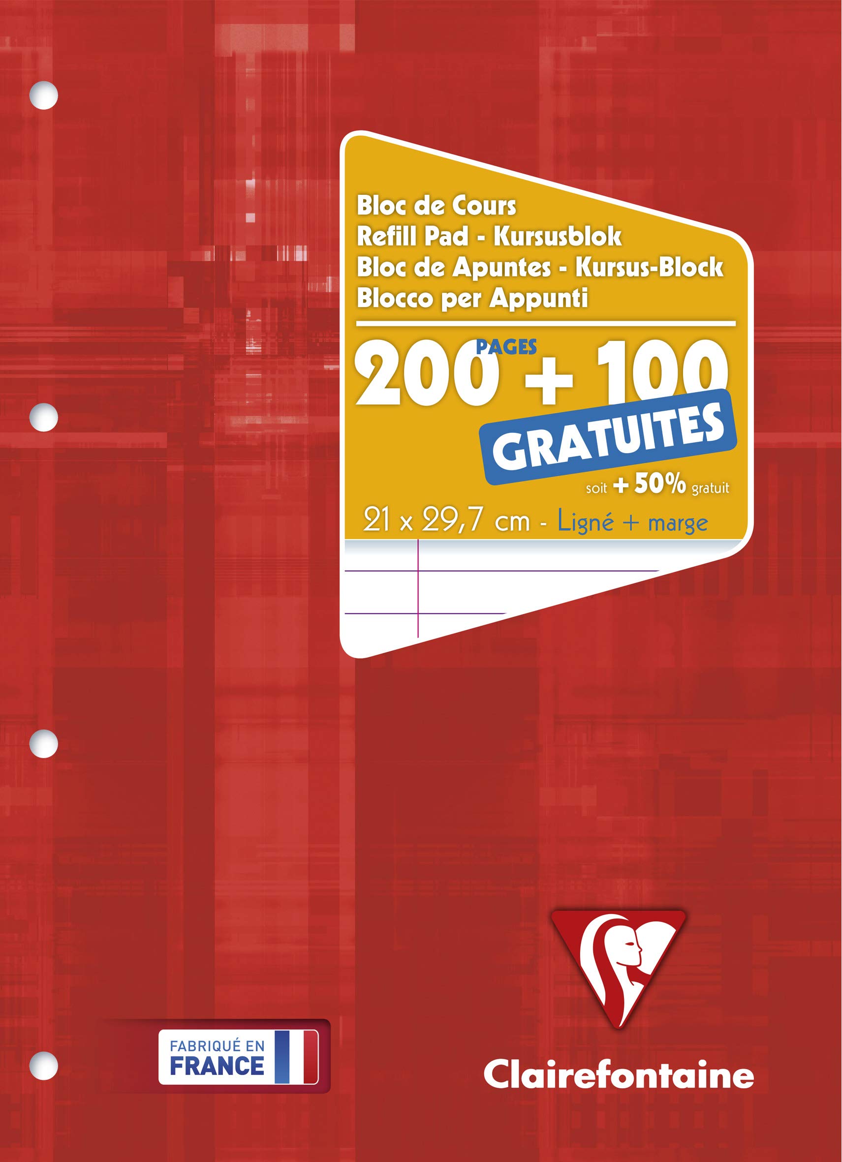 clairefontaine-65818c-bloc-cours-a4-300p-lign-perfor-90g image 1